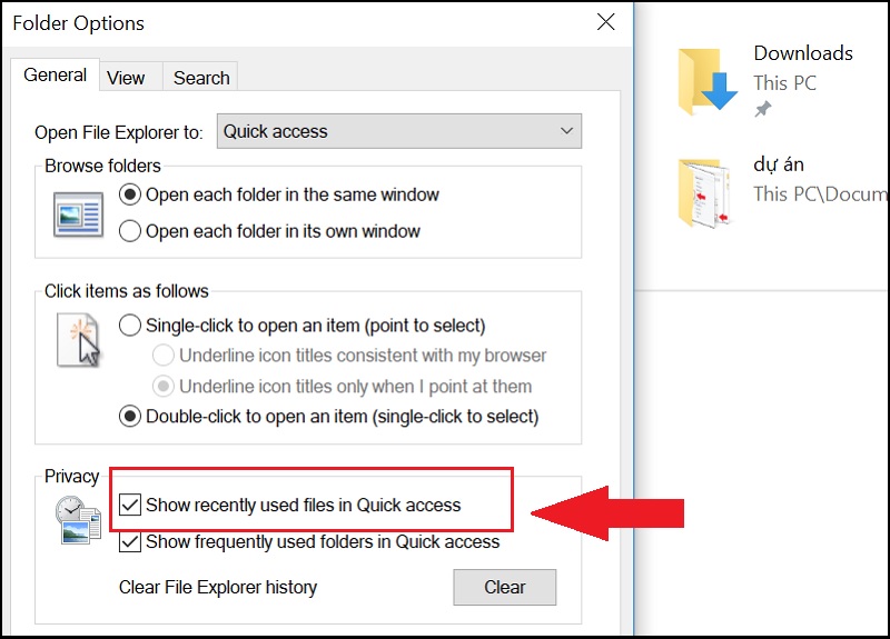 Cách ẩn, hiện các file mở gần đây (Recent Files) trên Windows 10